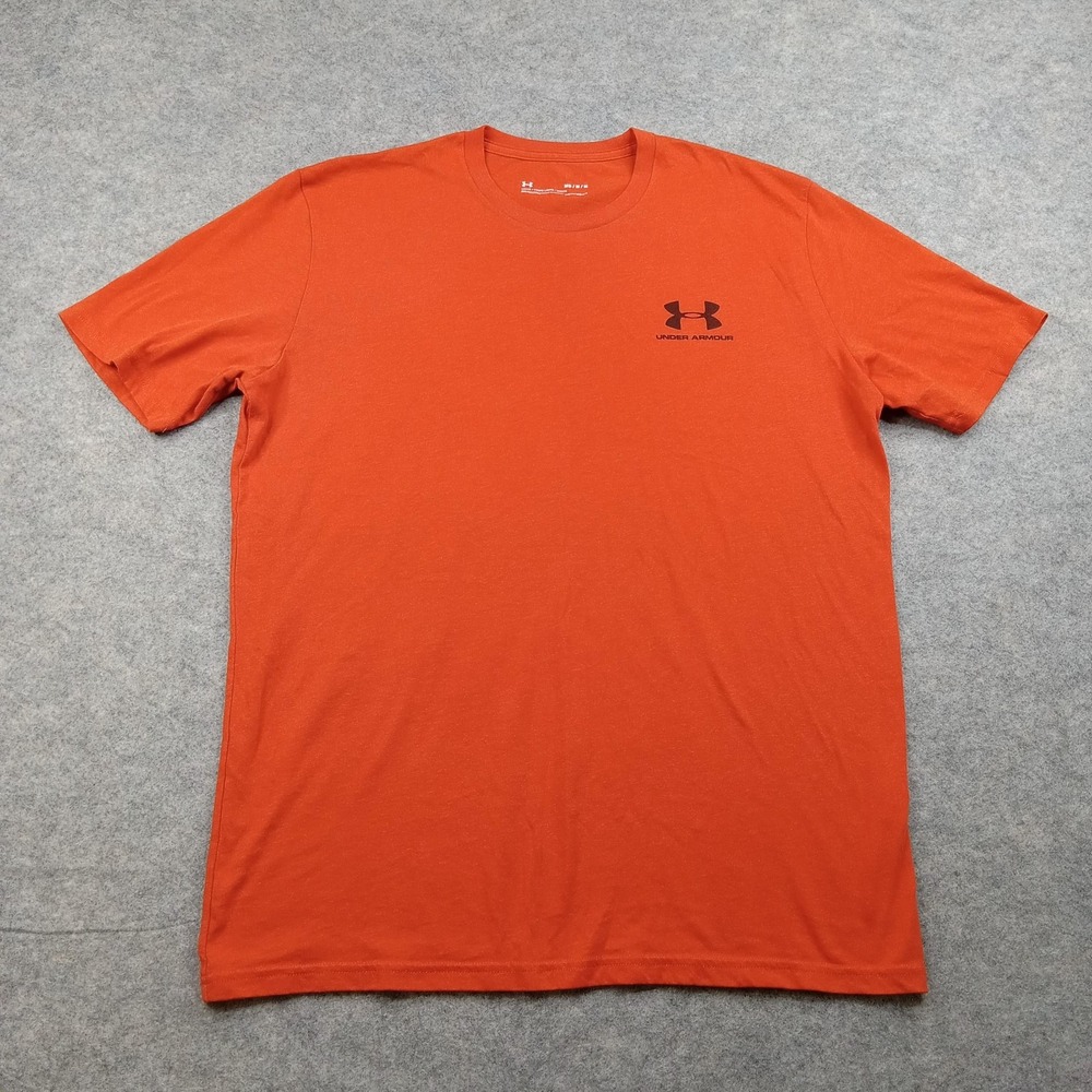 Under Armour Shirt Mens Medium Orange HeatGear Loose Fit Athletic Tee Training